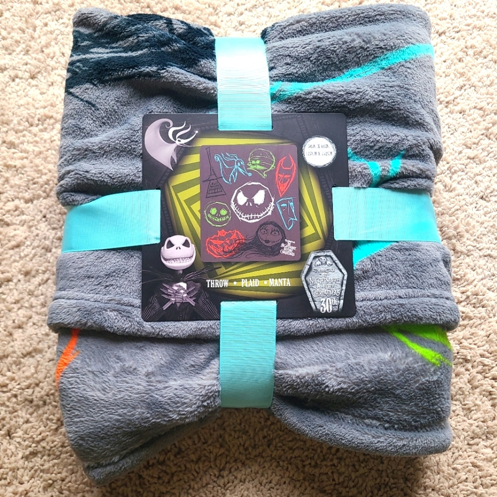 Disney Parks Nightmare Before Christmas Throw Blanket 30th Anniversary 50” x 60”